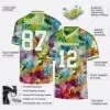 Custom Graffiti Pattern White Neon Green 3d Mesh Authentic Throwback Football Jersey Mockup