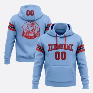 Custom Stitched Cream Light Blue Red Hoodie