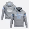 Custom Stitched Gray Light Blue White Hoodie