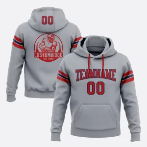 Custom Stitched Gray Red Navy Hoodie