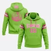 Custom Stitched Neon Green Pink White Hoodie
