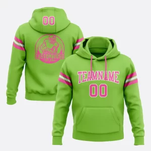 Custom Stitched Neon Green Pink White Hoodie