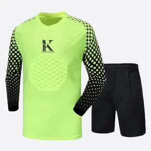 Goalkeeper Kit Lime Green With Black Halftones