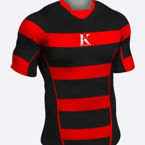 Rugby Shirt Black With Red Stripes