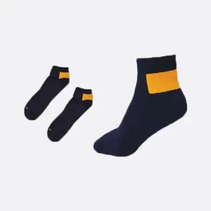 Short Socks Yellow Navy Blue