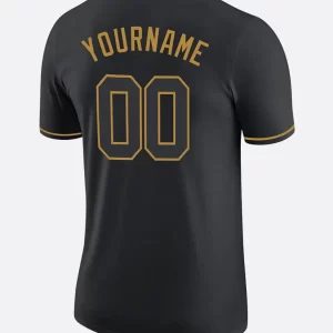 Custom Black Black-Old-Gold Performance T Shirt Back