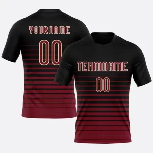 Custom Black Maroon Cream Pinstripe Fade Fashion Sublimation Volleyball Uniform Jersey