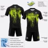 Custom Black Neon Green Dripping Splatter Art Sublimation Volleyball Uniform Detail