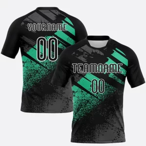 Custom Black Pea Green White Splash Sublimation Volleyball Uniform Jersey