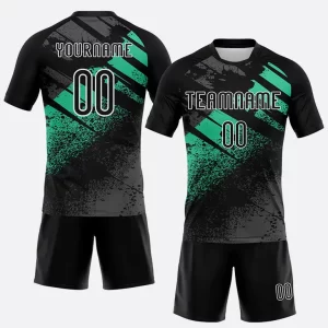 Custom Black Pea Green White Splash Sublimation Volleyball Uniform