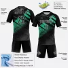 Custom Black Pea Green White Splash Sublimation Volleyball Uniform Detail