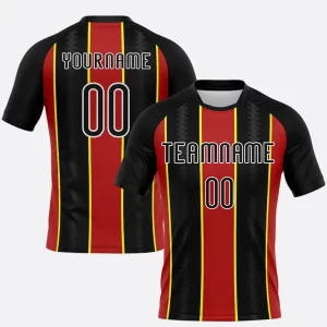 Custom Black Red Light Yellow Lines Sublimation Volleyball Uniform Jersey