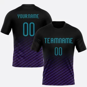 Custom Black Teal Purple Geometric Shape Sublimation Volleyball Uniform Jersey
