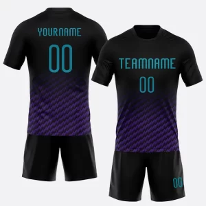 Custom Black Teal Purple Geometric Shape Sublimation Volleyball Uniform