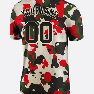 Custom Camo Black Cream Performance T Shirt Back