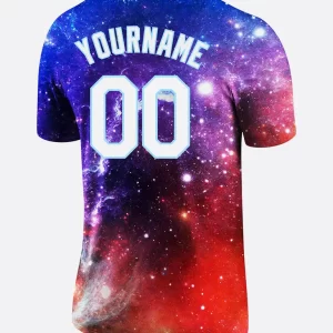 Custom Galaxy White Light Blue 3d Performance T Shirt Back