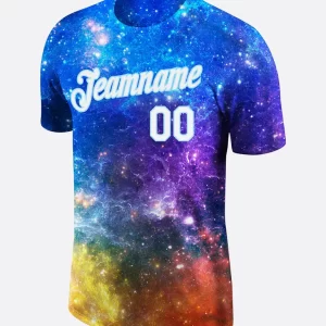 Custom Galaxy White Light Blue 3d Performance T Shirt Front