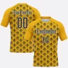 Custom Gold Black White Geometric Shape Sublimation Volleyball Uniform Jersey