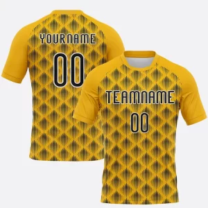 Custom Gold Black White Geometric Shape Sublimation Volleyball Uniform Jersey