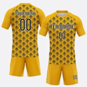 Custom Gold Black White Geometric Shape Sublimation Volleyball Uniform