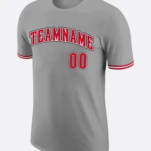 Custom Gray Red Black Performance T Shirt Front