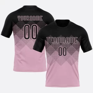 Custom Light Pink Black Geometric Shape Sublimation Volleyball Uniform Jersey