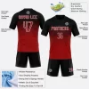 Custom Red Black White Geometric Shape Sublimation Volleyball Uniform Detail