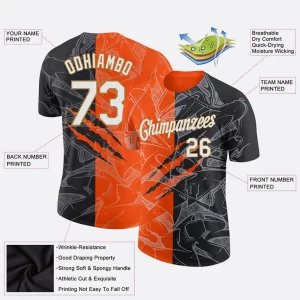 Custom Graffiti Pattern White-Old Gold Scratch 3d Performance T-Shirt Mockup