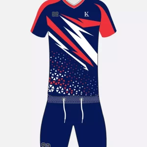 Soccer Uniform Abstract Red White Cube Geometric Hexagonal Sublimation