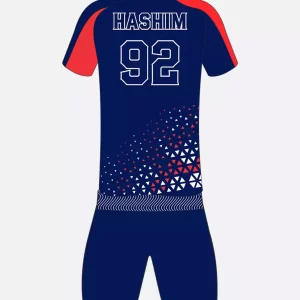 Soccer Uniform Abstract Red White Cube Geometric Hexagonal Sublimation Back