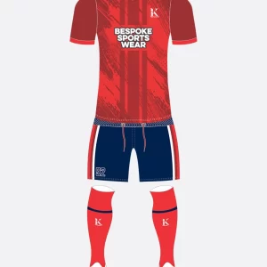 Sublimated Soccer Kit Red Brown And With Deep Carmine Pink Texture