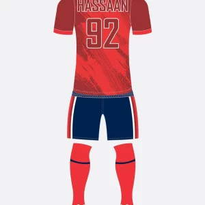 Sublimated Soccer Kit Red Brown And With Deep Carmine Pink Texture Back