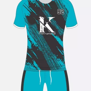 Sublimated Soccer Uniform Bluish Cyan With Black Texture